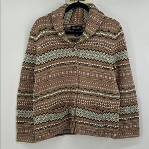 Denim & Co. Southwestern Print Button Front Cardigan Size Small